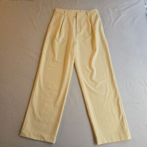Free People Pale Butter Yellow Wide Leg High Rise Trouser